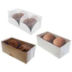 125 Caixas Para 2 Bombons Brigadeiros Doces Gourmet 8x4x3 Cm Branco, Kraft e Transparente