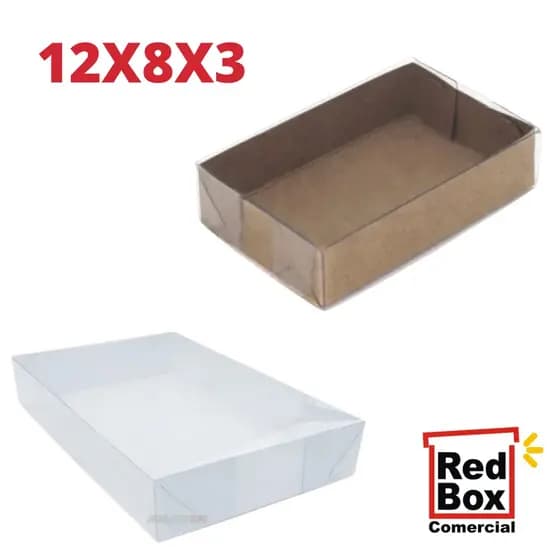 50 Caixas Acetato com fundo branco ou kraft 12x8x3 Cm Embalagem Para Doces