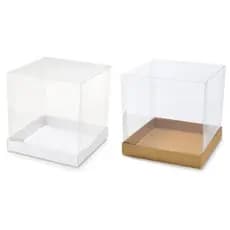 15 Caixas 12x12x12 para presente, Mini Bolo e Panetone 250 Gr kraft ou branco tampa transparente