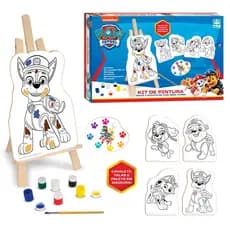 Kit de Pintura Patrulha Canina Nig Jogo De Colorir Infantil Tintas Pincel Cavalete Telas
