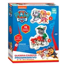 Quebra Cabeça Patrulha Canina Progressivo 36 Peças 4 Modelos Madeira Nig Brinquedos