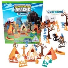 Acampamento Apache Cowboys 36 Peças Gulliver Tendas Carroça Canoa Forte Apache