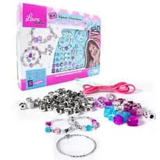 Conjunto de Joias Infantil Laura Fashion Brinquedo Kit Miçangas Bijoux Para Montar Pulseiras Colares Pingentes Fechos
