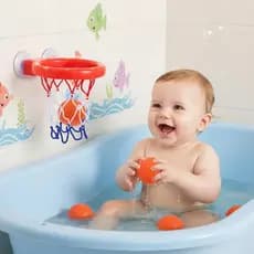 Brinquedo De Banho Infantil Cesta De Basquete Urso Sapo Bebê Com Ventosa 3 Bolinhas