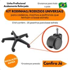 Kit de rodizios 5 peças rodinhas para cadeiras gamer cadeira escritorio carrinho auxiliar cirandinha
