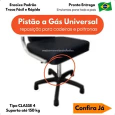 Pistão a Gás Reforçado Cromado Universal Cadeira Salão Escritório Barbearia Poltrona Base Classe 4