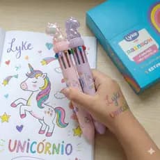 Caneta Esferográfica Unicórnio 10 Cores Lyke Estilo Kawaii Ideal para Volta às Aulas