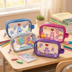 Estojo Grande Com Zíper - Infantil Feminino Resistente Ursinhos Carinhosos