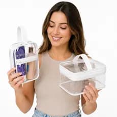 Kit Necessaire Transparente Viagem Impermeável Organizador Maquiagem Higiene Bolsa Compacta