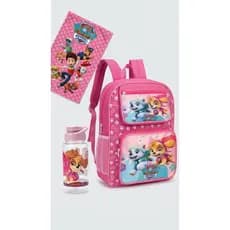 Mochila Escolar Infantil Patrulha Canina com Squeeze Toalhinha Meninas