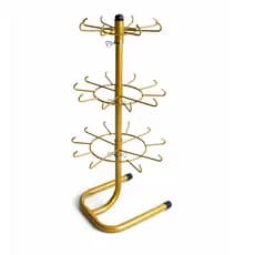 EXPOSITOR GIRATÓRIO PARA CHAVEIROS DE BALCÃO 45 cm DOURADO /PRETO/ BRANCO
