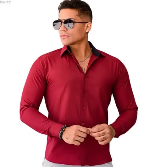 Camisa Social Masculina Slim Fit Premium