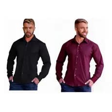 Kit 2 Camisa Social Masculina Slim Promoção