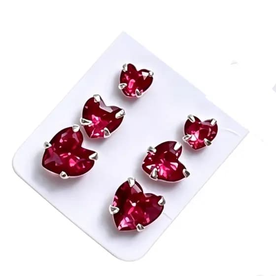 Kit 3 Pares de Brincos Cravejada Zircônia Folheado em Ouro 18k
