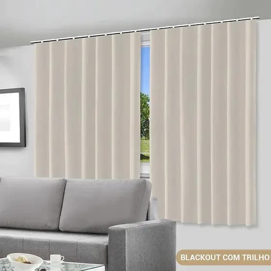 Cortina Blackout Blecaute 280 x 280 cm 100% PVC Corta luz para trilho Branca Bege Preta - Envio Imediato