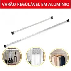 Varão Bastão Suporte Regulável Extensível para Cortina de Box Banheiro Pia 100% ALUMÍNIO