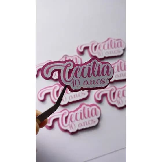 Aplique 3d Nome + Idade/Personalizado/ Lembrancinha/ Decoração 20 unidades