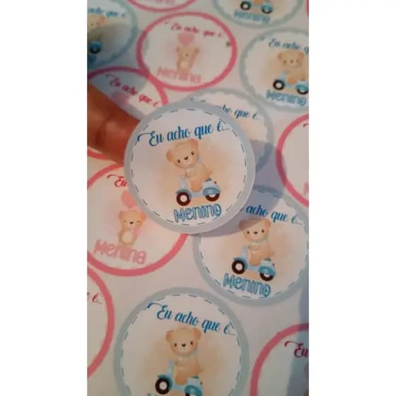 Kit Adesivo Chá Revelação 52 unidades Menino / Menina ENVIO IMEDIATO