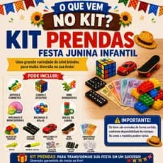 Kit Prendas Festa Junina Infantil | Brinquedos para Pescaria, Quermesse, Escola e Igreja | Kit Diversão Junina
