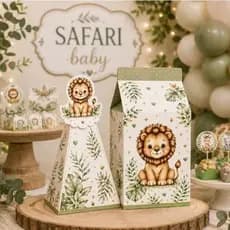 Kit Caixa Milk + Caixa Pirâmide Bosque Encantado | Lembrancinha Personalizada Festa Infantil