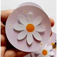 Tags Aplique Margaridas para Esfera Acrílica - Lembrancinha- Decoração de Festa- Aniversário