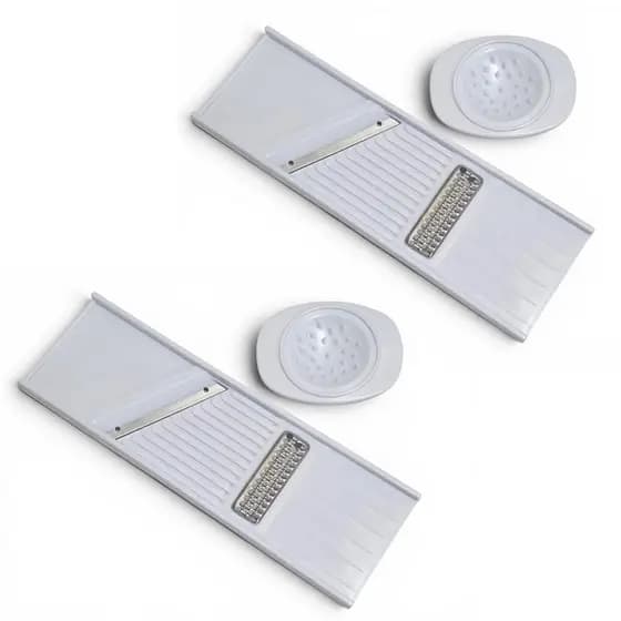 Kit 2 Cortador Ralador Fatiador Dupla Face Alimentos Inox