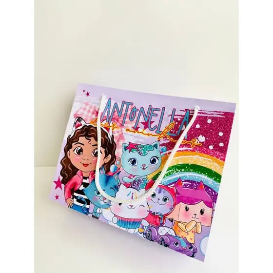 SACOLINHA PERSONALIZADA CASA MAGICA DA GABBY | ENVIAR NOME E IDADE-LEMBRANCINHA FESTA INFANTIL | PAPEL OFFSET 180g