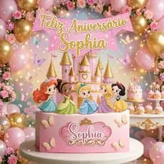 Topo De Bolo Princesas Personalizado ENVIAR Nome Idade Topper Bolo Castelo