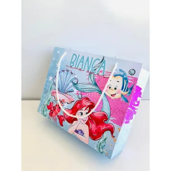 SACOLINHA PERSONALIZADA ARIEL| ENVIAR NOME E IDADE-LEMBRANCINHA FESTA INFANTIL | PAPEL OFFSET 180gPREMIUM