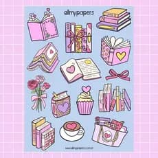 Cartela de Adesivos para Planner Agenda Bujo Journal Scrapbook Kindle - All My Papers Livros de Romance