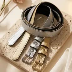 KIT 2 CINTOS COURO ECO METALIZADO DOURADO E PRATA MODA BLOGUEIRA