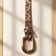 Cinto Feminino Onça Animal Print Premium Fivela Dourada