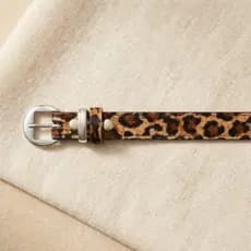 Cinto Feminino Onça Animal Print Fashion Fivela Metalizada Costura Reforçada