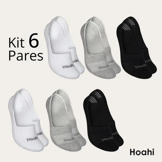 Kit 6 Pares de Meias Sapatilha Algodão Masculino E Feminino Ajuste Perfeito Hoahi Original