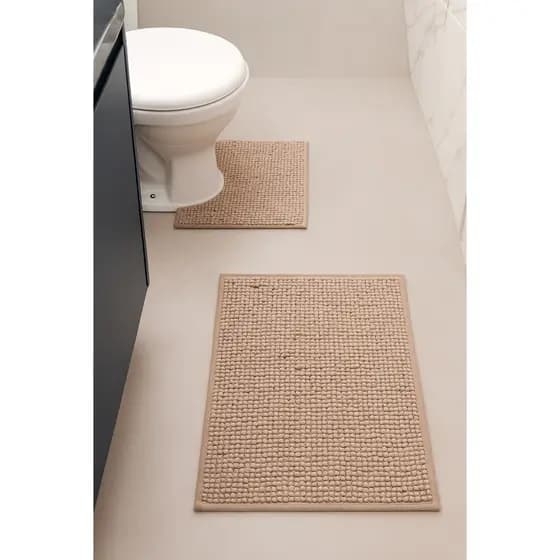 Kit Tapetes Banheiro Chenille 2 peças Macio, Antiderrapante e Super Absorvente