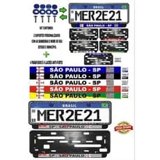 Suporte protetor moldura personalizado São Paulo - SP para placa Mercosul CARRO + 4 Parafusos + 4 Lacres ANTIFURTO