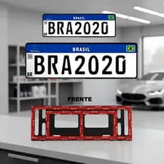 Suporte Protetor  Mercosul MINI 11 x 34 cm, Carro Kit Dianteiro e traseiro + lacres Antifurto e parafusos + DUPLA FACE
