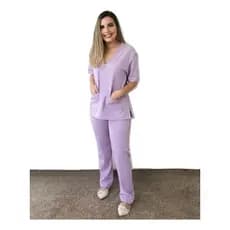 Pijama Cirúrgico Lilás  - Scrub Conjunto - Nome Grátis -