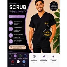Scrub Conjunto Pijama Cirúrgico Batman + Nome Bordado