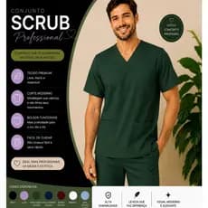 CONJUNTO PIJAMA CIRURGICO SCRUB MASCULINO COM BORDADO EM OXFORD