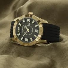 Relogio Masculino Technos Racer Dourado Silicone Preto 2115KZA/8P Original Garantia de 1 Ano Presente Esposo Homem