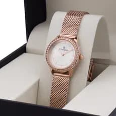 Relógio Pequeno Rose Champion Feminino Com Pedras Linha Luxo Original CF24902Z