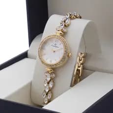 Relógio Feminino Champion Dourado com Pedras Original Bracelete Presente Mulher CF24699H