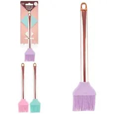 Pincel Culinário Utensílio de Confeitaria e Silicone Cabo Rose Gold Inox 25x4cm Cores Diversas