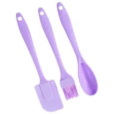 Kit confeitaria 3 peças colher pincel espatula silicone cozinha utensílios de confeitar