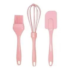 Kit Confeiteiro com 3 Peças Silicone para Confeiteira Espátula Pincel Batedor de Ovos