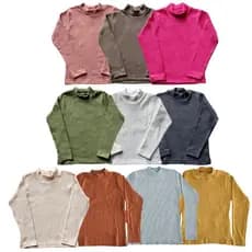 Kit 3 Peças Blusa Gola Alta Malha Canelada Cacharrel Infantil Menina Tamanho 1 ao 16 Anos