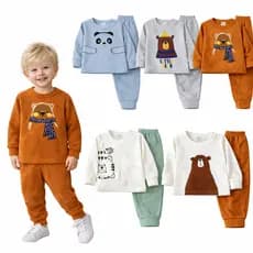 Kit 6 peças Soft Inverno Bebê MENINO 3 conjuntos Manga Longa e Calça Tamanho P ao G e 1 ao 3 anos