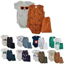 Kit 6 peças body infantil MENINO (2 trijuntos) Tamanho RN/P/M/G/GG