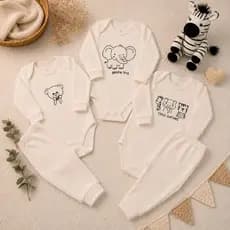 Conjunto Bebê Body Longo  e Calça 100% Algodão Minimalista Coleção Safari Unissex RN ao GG